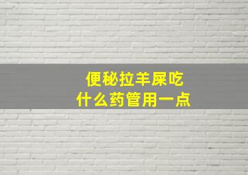 便秘拉羊屎吃什么药管用一点