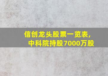 信创龙头股票一览表,中科院持股7000万股