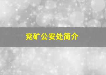 兖矿公安处简介