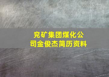 兖矿集团煤化公司金俊杰简历资料