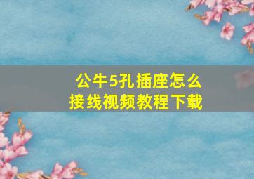 公牛5孔插座怎么接线视频教程下载