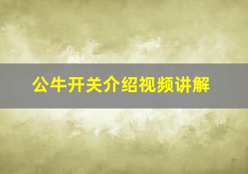 公牛开关介绍视频讲解