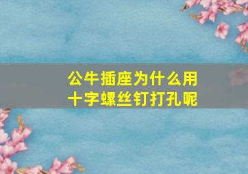 公牛插座为什么用十字螺丝钉打孔呢