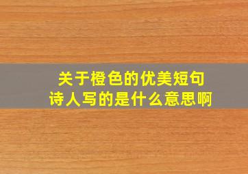 关于橙色的优美短句诗人写的是什么意思啊