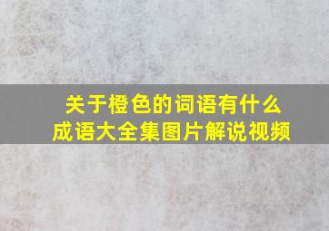 关于橙色的词语有什么成语大全集图片解说视频