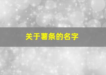 关于薯条的名字