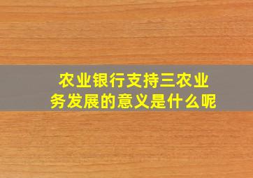 农业银行支持三农业务发展的意义是什么呢