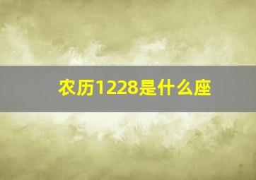 农历1228是什么座