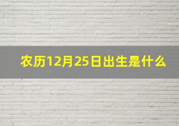 农历12月25日出生是什么