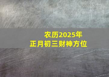 农历2025年正月初三财神方位