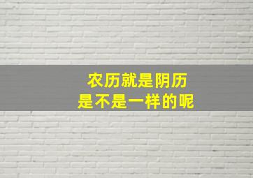 农历就是阴历是不是一样的呢