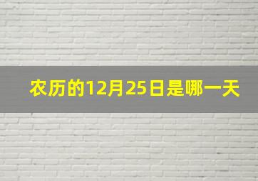 农历的12月25日是哪一天