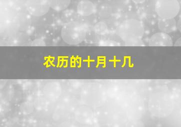 农历的十月十几