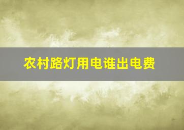 农村路灯用电谁出电费