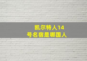 凯尔特人14号名宿是哪国人