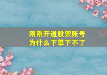 刚刚开通股票账号为什么下单下不了