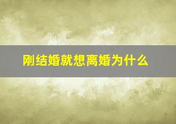 刚结婚就想离婚为什么