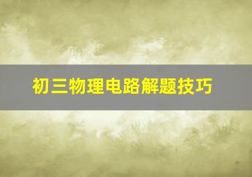 初三物理电路解题技巧