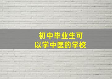 初中毕业生可以学中医的学校