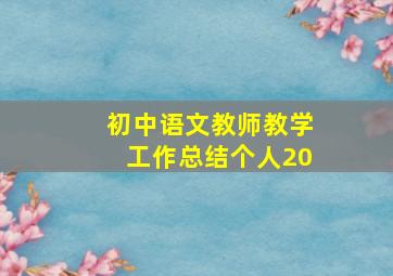 初中语文教师教学工作总结个人20