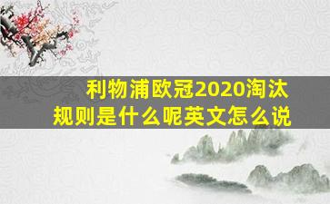 利物浦欧冠2020淘汰规则是什么呢英文怎么说