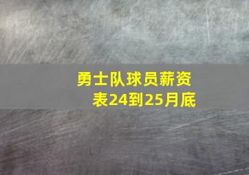 勇士队球员薪资表24到25月底