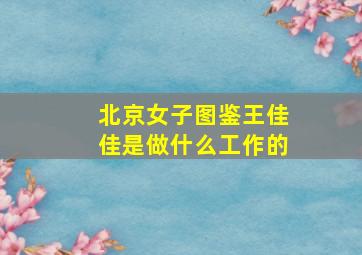 北京女子图鉴王佳佳是做什么工作的