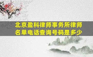 北京盈科律师事务所律师名单电话查询号码是多少