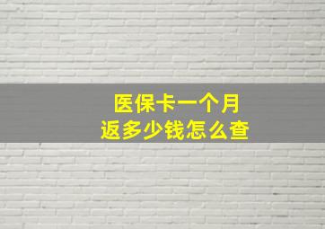 医保卡一个月返多少钱怎么查