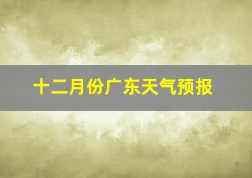 十二月份广东天气预报