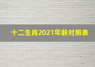 十二生肖2021年龄对照表