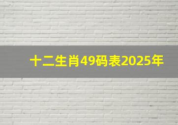 十二生肖49码表2025年