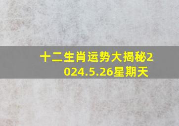 十二生肖运势大揭秘2024.5.26星期天