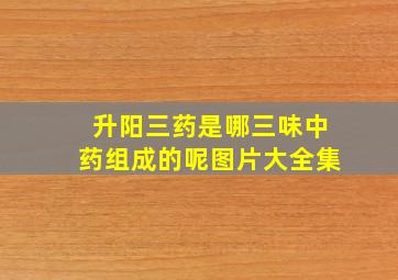 升阳三药是哪三味中药组成的呢图片大全集