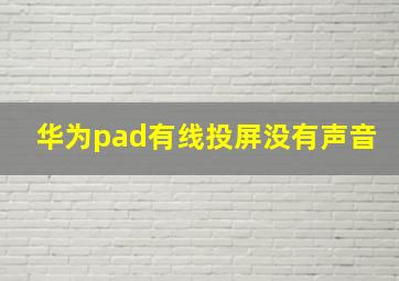 华为pad有线投屏没有声音