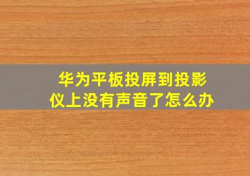 华为平板投屏到投影仪上没有声音了怎么办