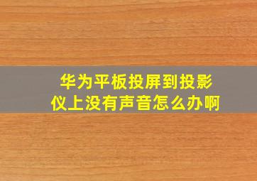 华为平板投屏到投影仪上没有声音怎么办啊