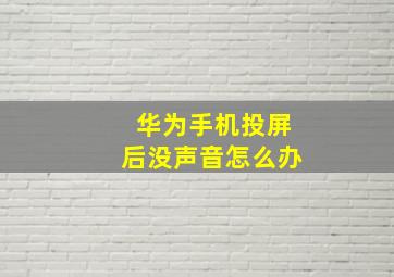 华为手机投屏后没声音怎么办