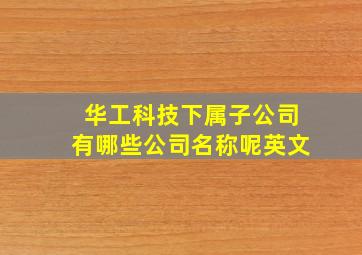 华工科技下属子公司有哪些公司名称呢英文