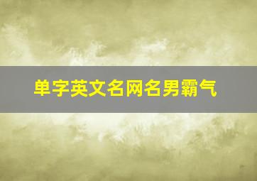 单字英文名网名男霸气