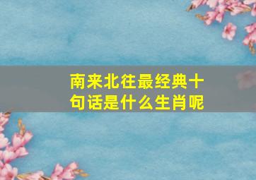 南来北往最经典十句话是什么生肖呢