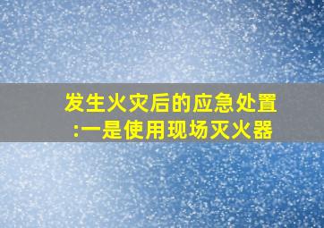 发生火灾后的应急处置:一是使用现场灭火器