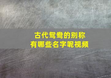 古代鸳鸯的别称有哪些名字呢视频