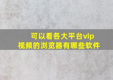 可以看各大平台vip视频的浏览器有哪些软件