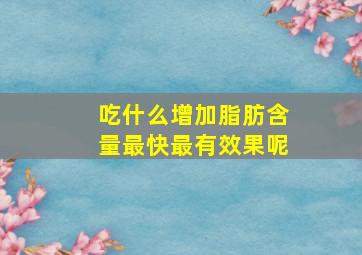 吃什么增加脂肪含量最快最有效果呢