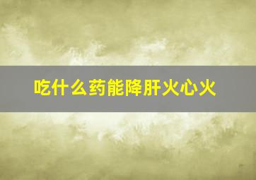 吃什么药能降肝火心火