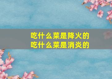 吃什么菜是降火的吃什么菜是消炎的