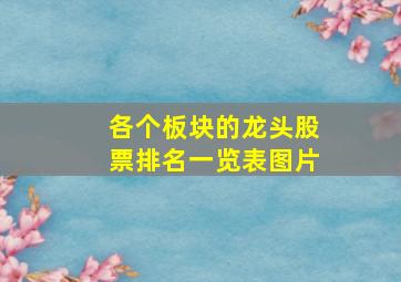 各个板块的龙头股票排名一览表图片