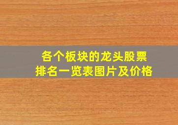 各个板块的龙头股票排名一览表图片及价格