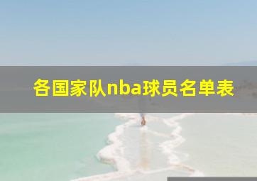 各国家队nba球员名单表